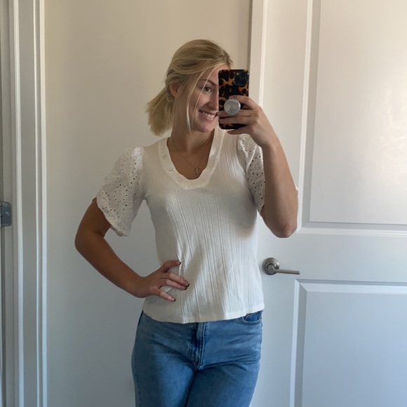 ANTHROPOLOGIE cream puff sleeve top - Picture 4 of 8